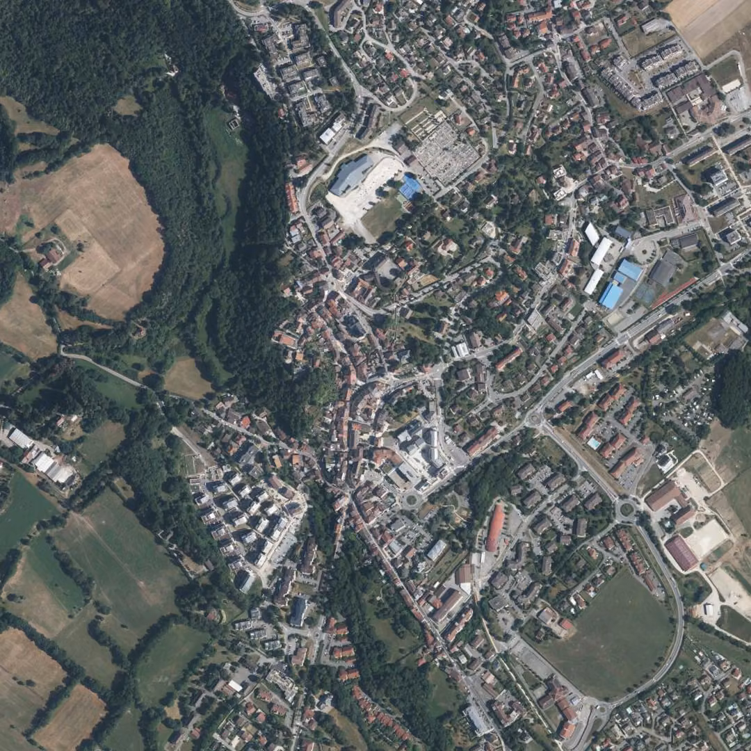 Gex aujourd'hui, le centre vu du ciel