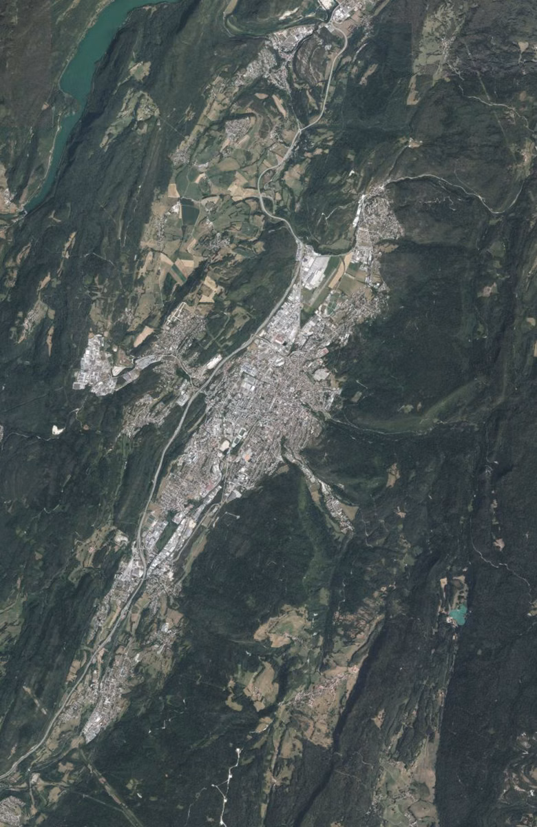 Oyonnax aujourd'hui, le territoire vu du ciel