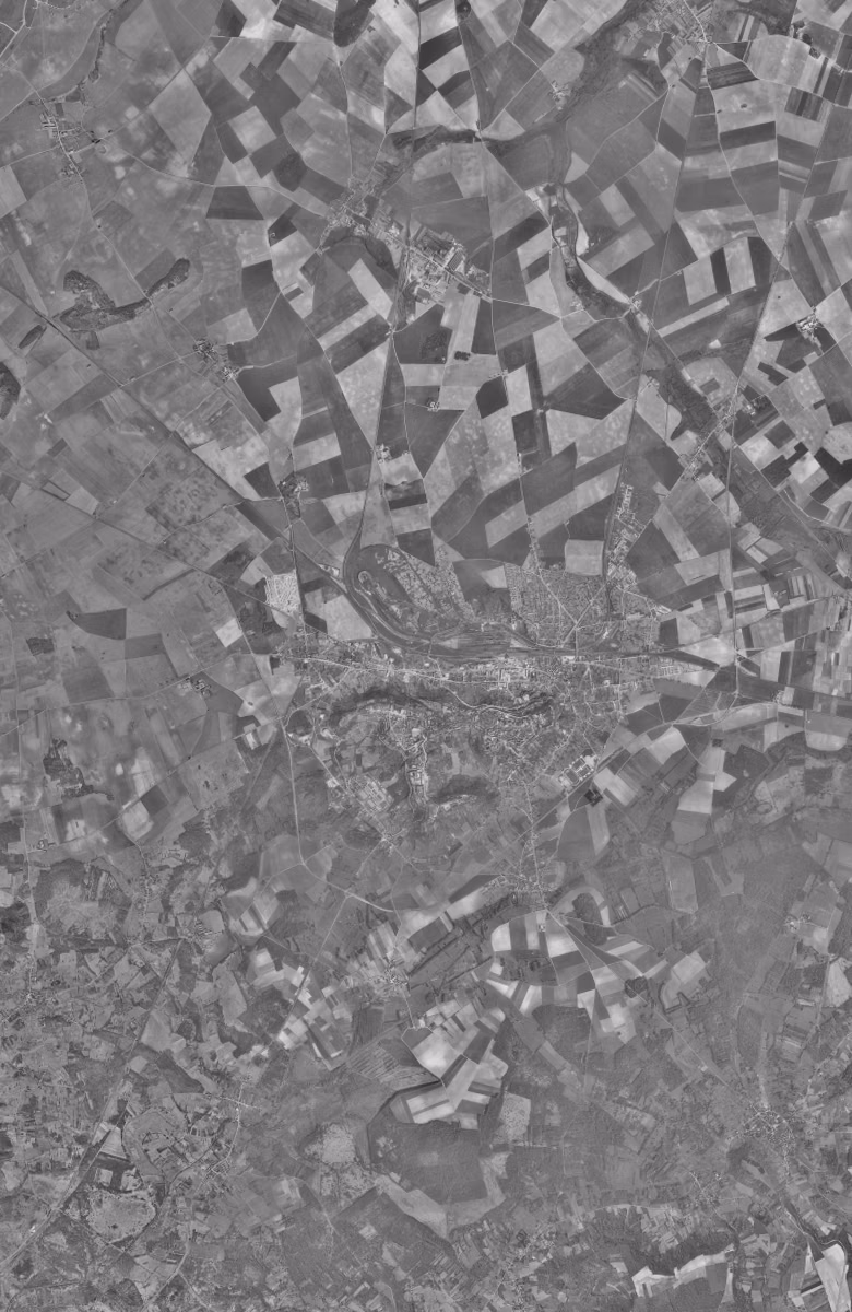 Laon en 1957, le territoire vu du ciel, au même cadrage