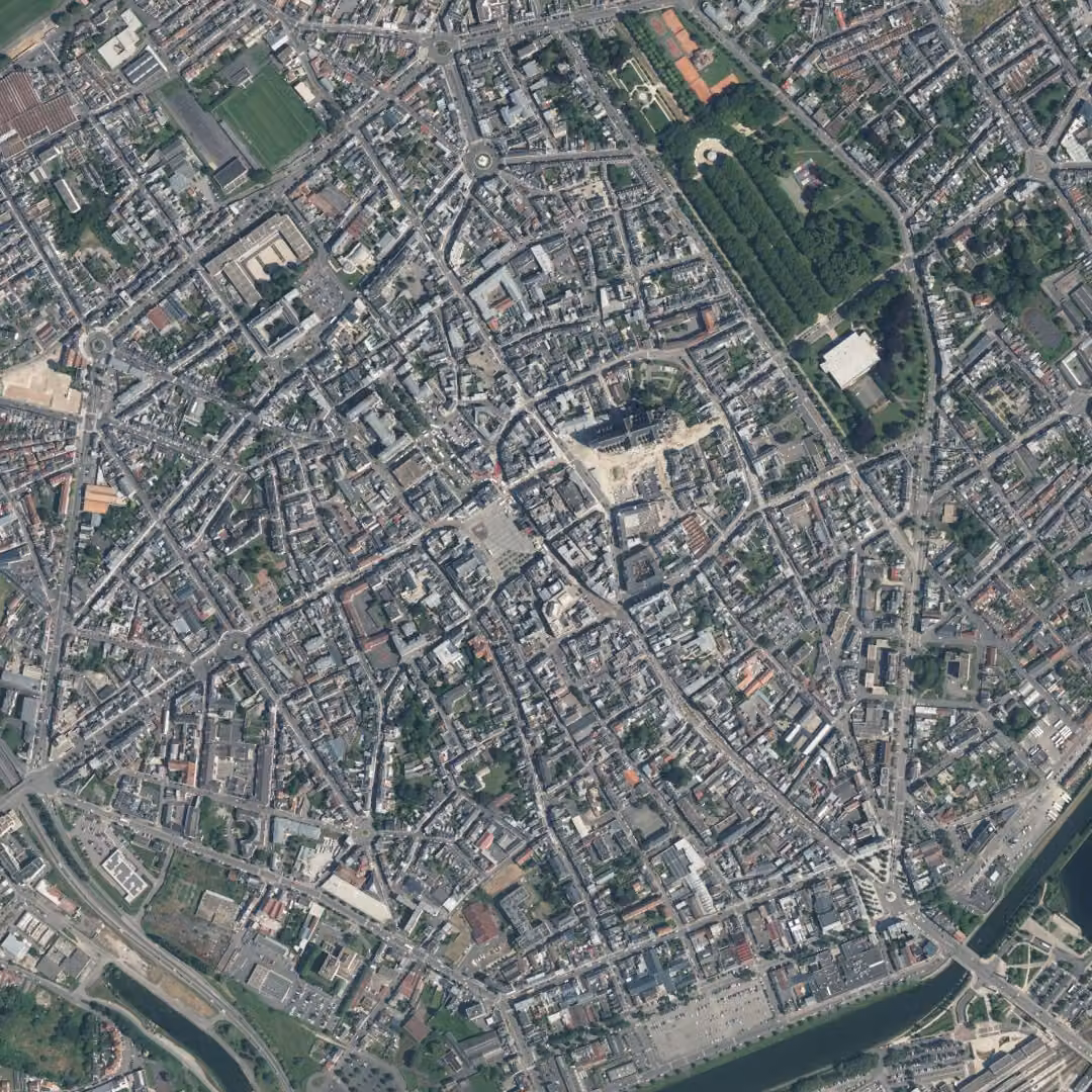 Saint-Quentin aujourd'hui, le centre vu du ciel