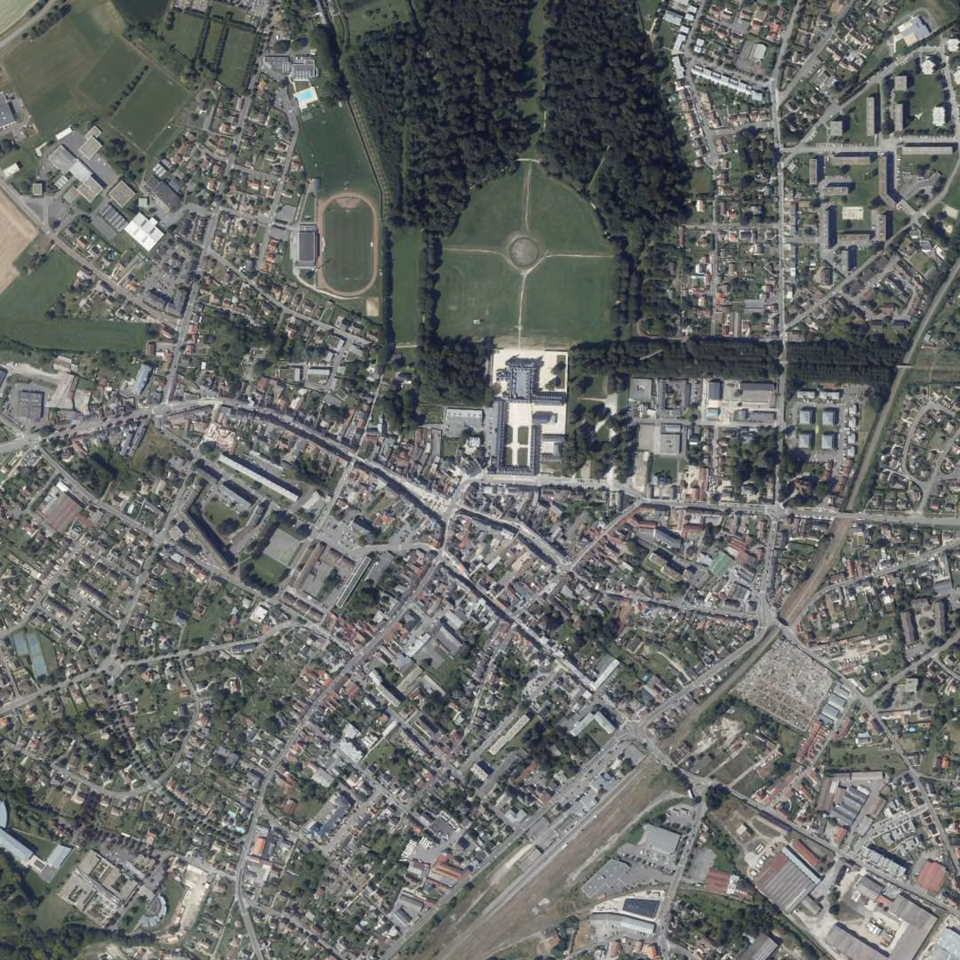 Villers-Cotterêts aujourd'hui, le centre vu du ciel