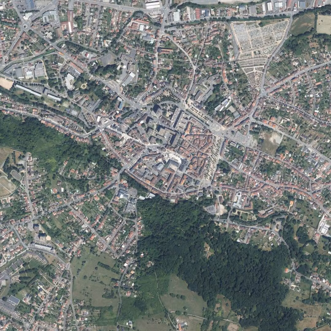 Cusset aujourd'hui, le centre vu du ciel
