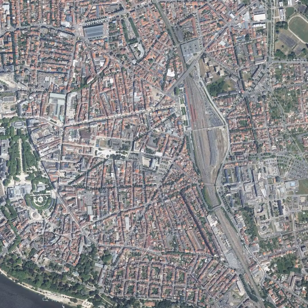 Vichy aujourd'hui, le centre vu du ciel