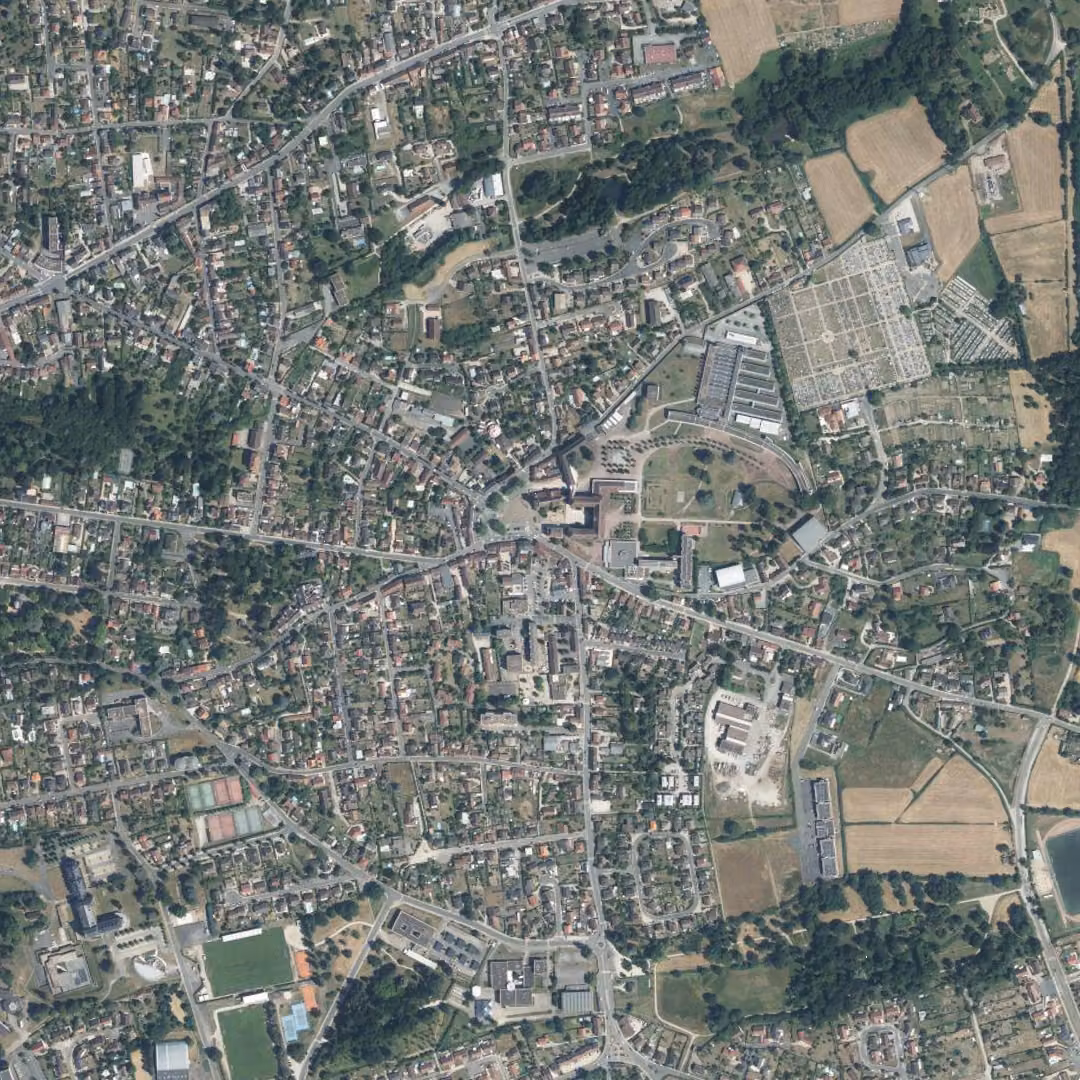 Yzeure aujourd'hui, le centre vu du ciel