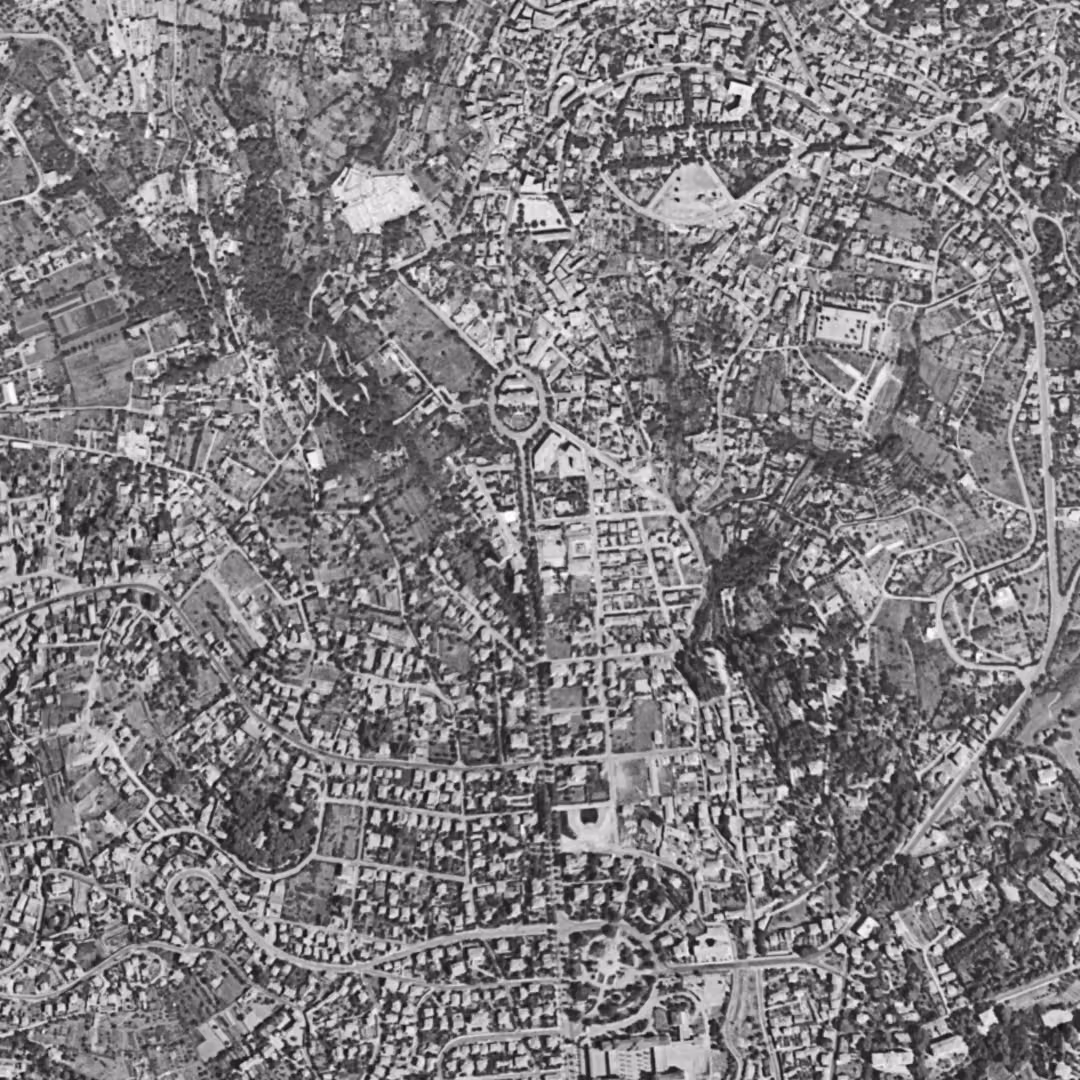 Le Cannet en 1958, le centre vu du ciel, au même cadrage