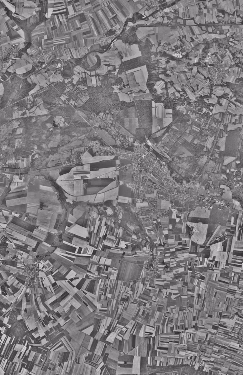 Romilly-sur-Seine en 1953, le territoire vu du ciel, au même cadrage