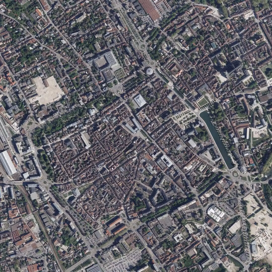 Troyes aujourd'hui, le centre vu du ciel