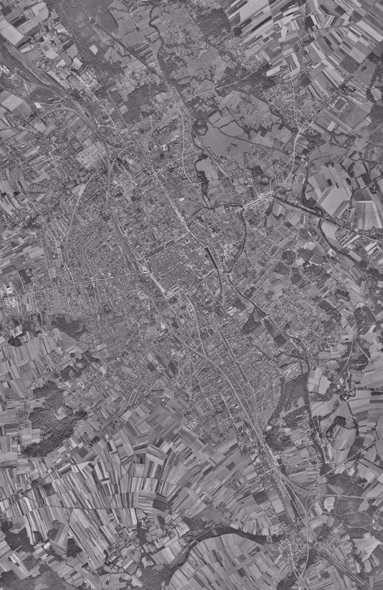Troyes en 1953, le territoire vu du ciel, au même cadrage