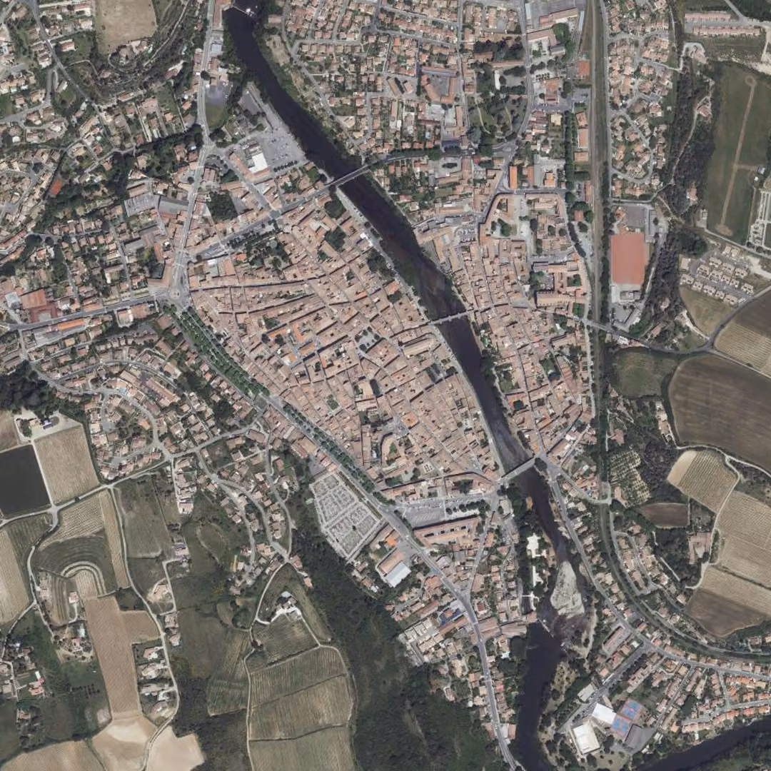 Limoux aujourd'hui, le centre vu du ciel
