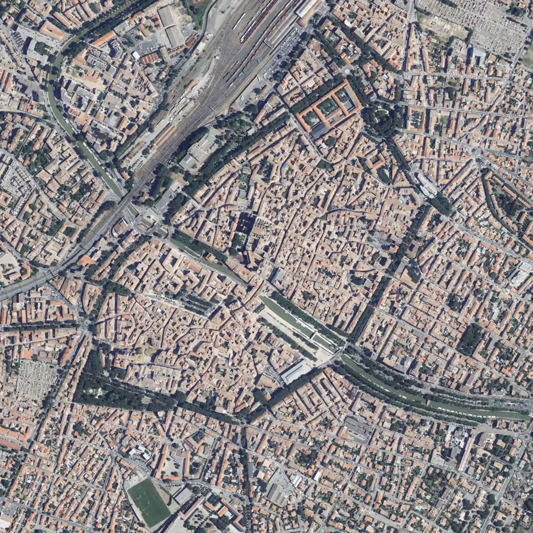 Narbonne aujourd'hui, le centre vu du ciel