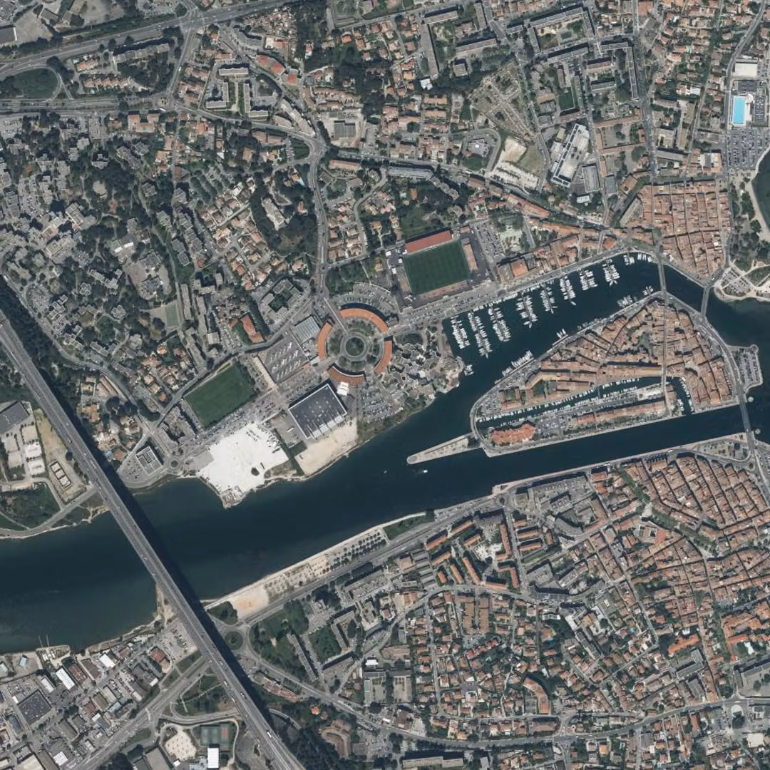 Martigues aujourd'hui, le centre vu du ciel
