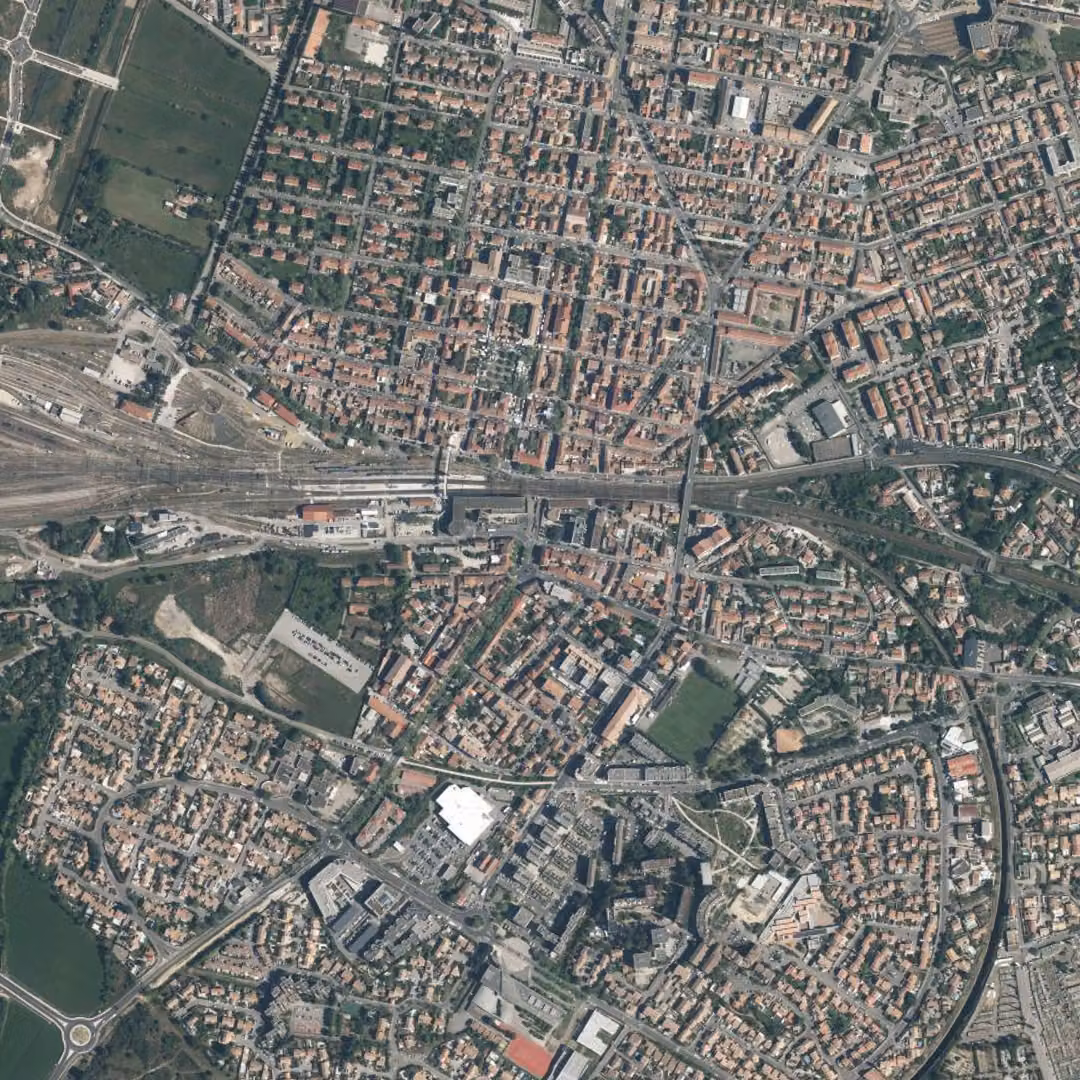 Miramas aujourd'hui, le centre vu du ciel