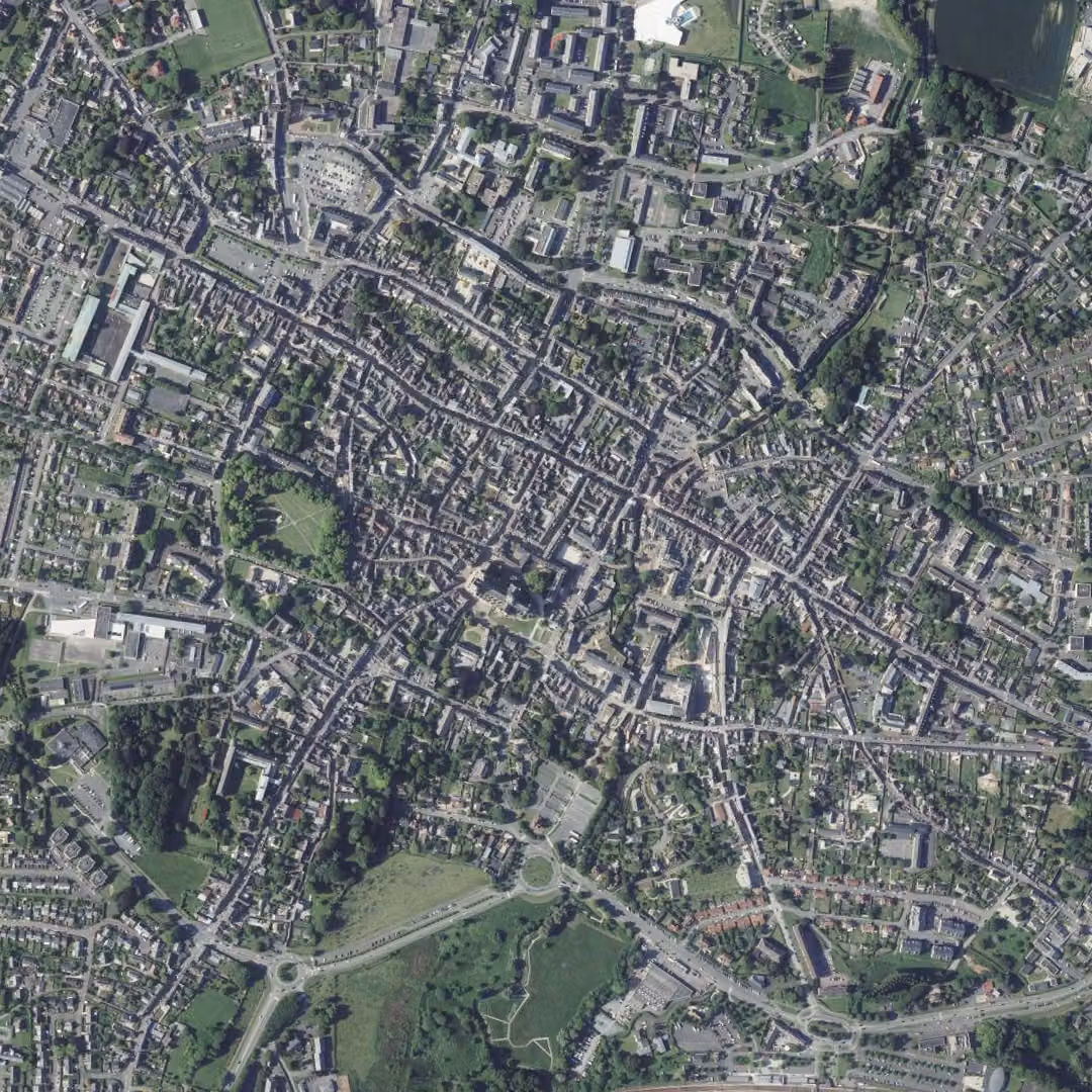 Bayeux aujourd'hui, le centre vu du ciel