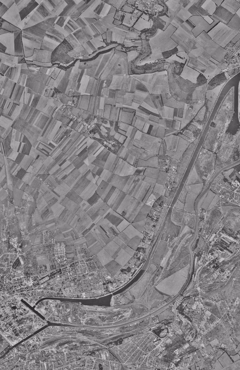 Hérouville-Saint-Clair en 1947, le territoire vu du ciel, au même cadrage