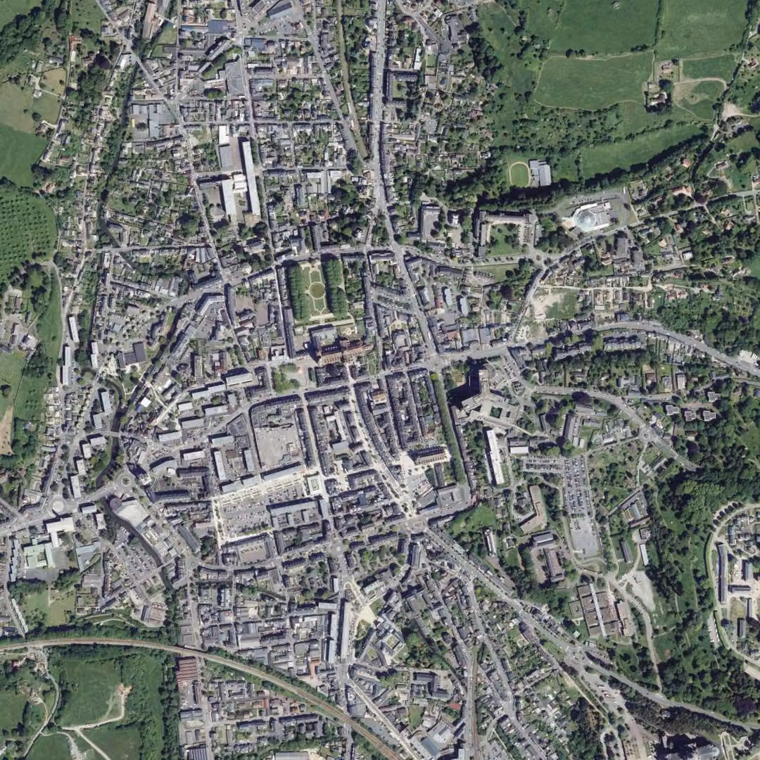Lisieux aujourd'hui, le centre vu du ciel