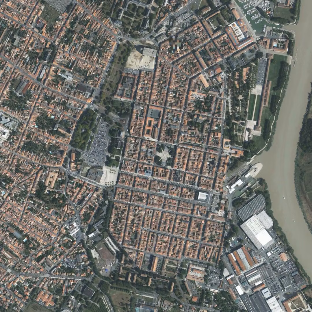 Rochefort aujourd'hui, le centre vu du ciel