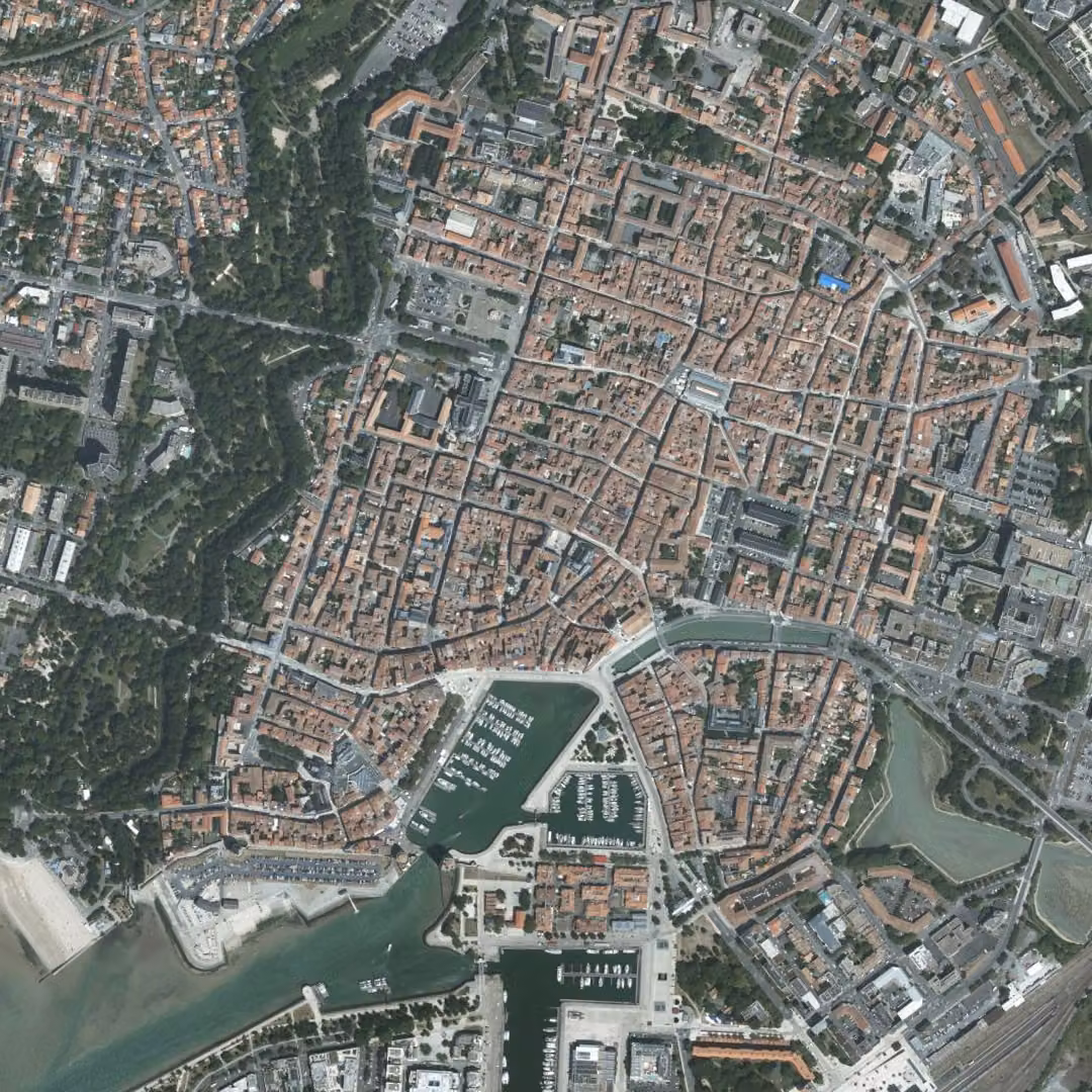 La Rochelle aujourd'hui, le centre vu du ciel