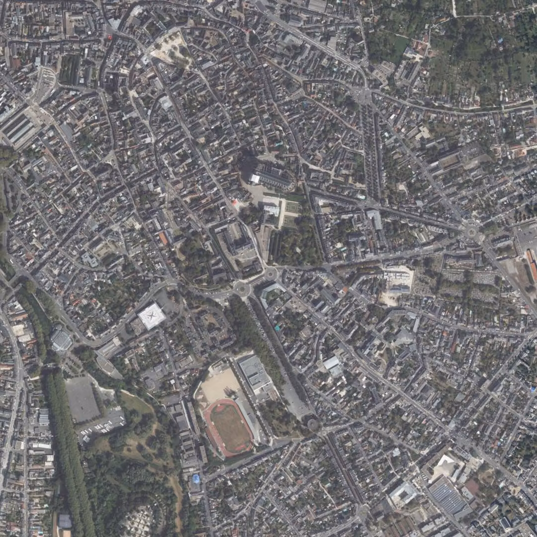 Bourges aujourd'hui, le centre vu du ciel