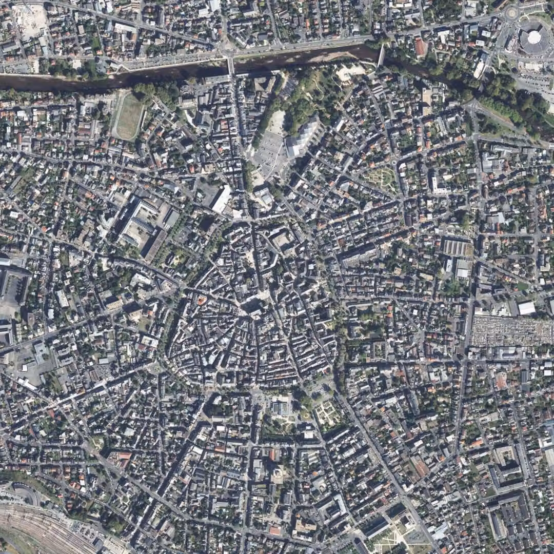Brive-la-Gaillarde aujourd'hui, le centre vu du ciel