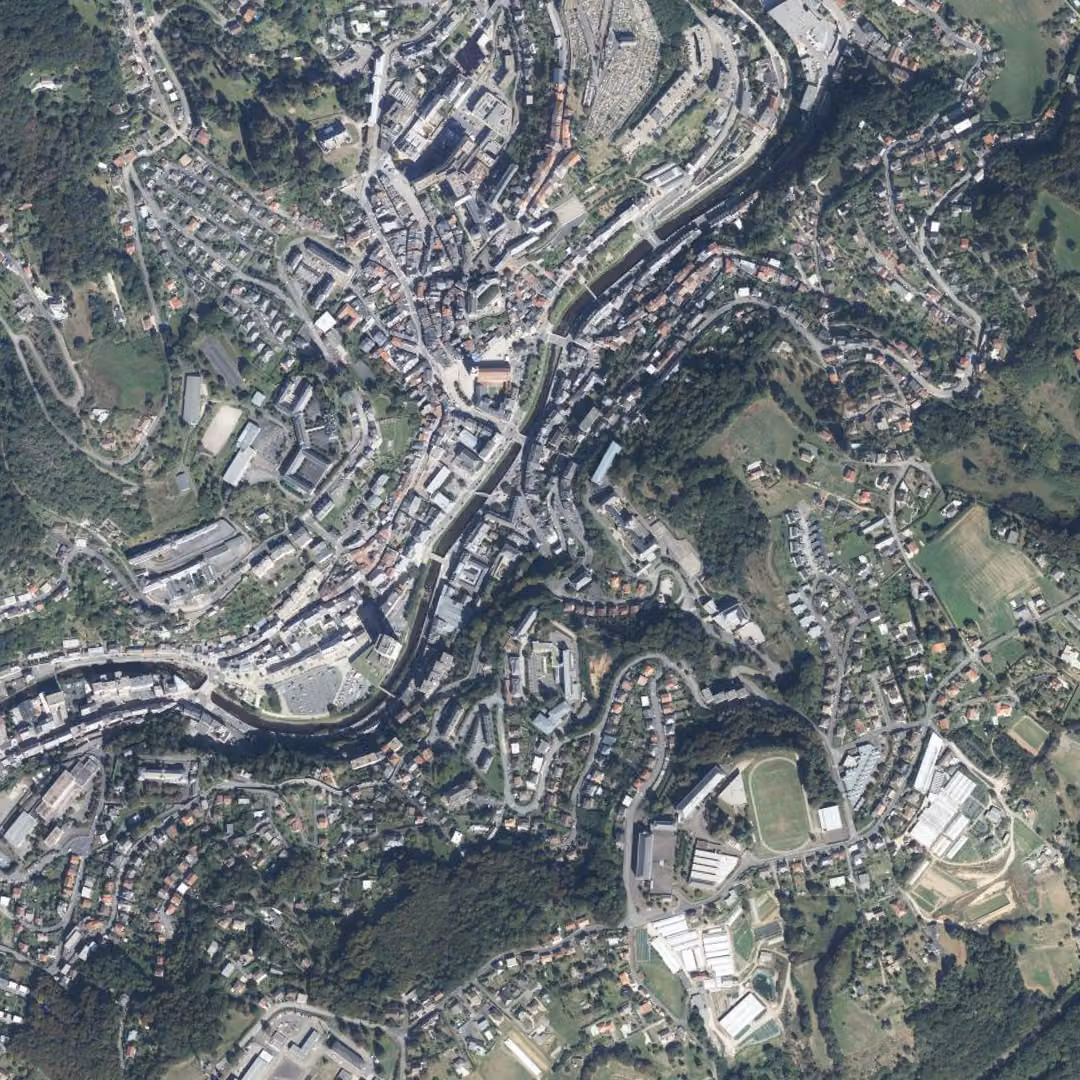 Tulle aujourd'hui, le centre vu du ciel