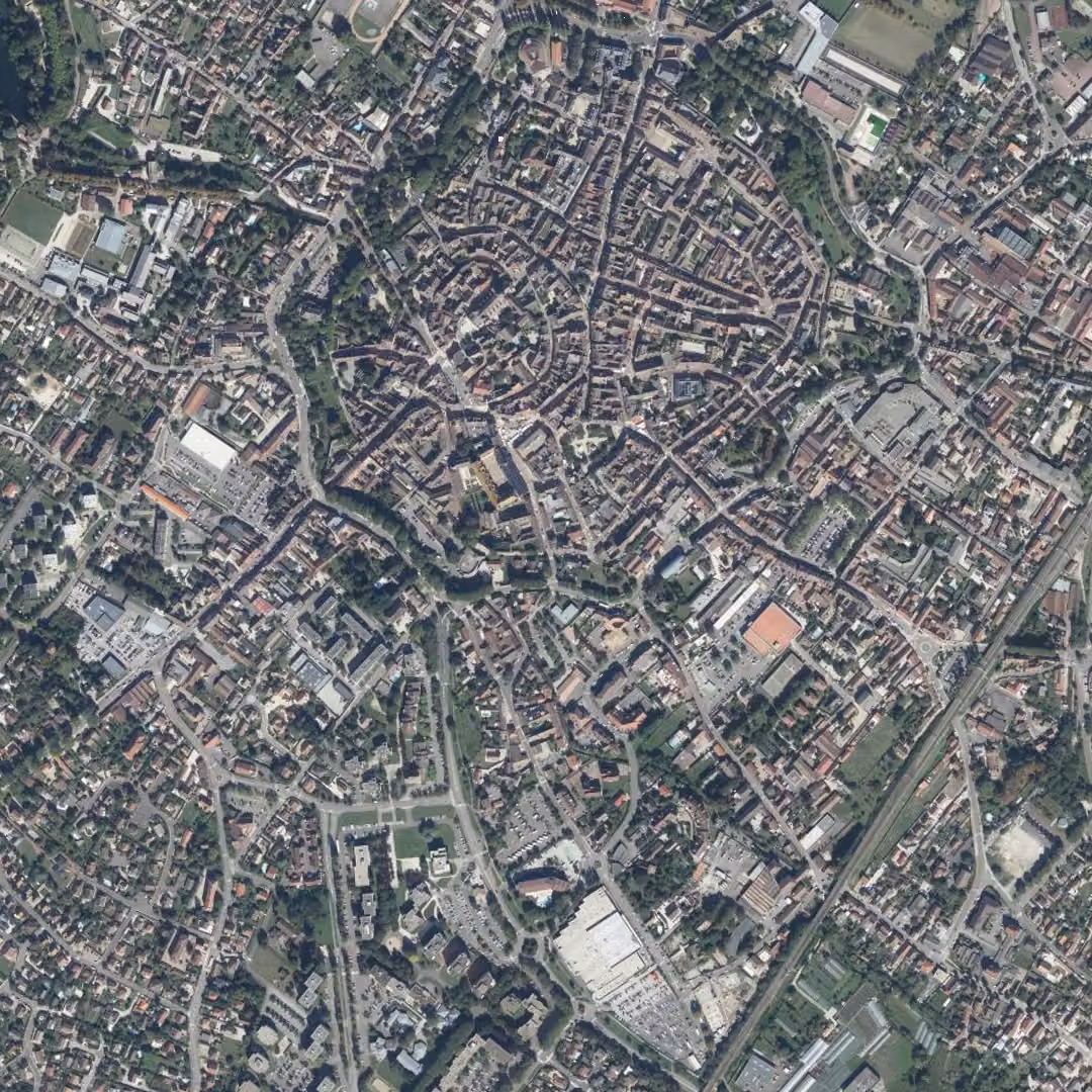 Beaune aujourd'hui, le centre vu du ciel