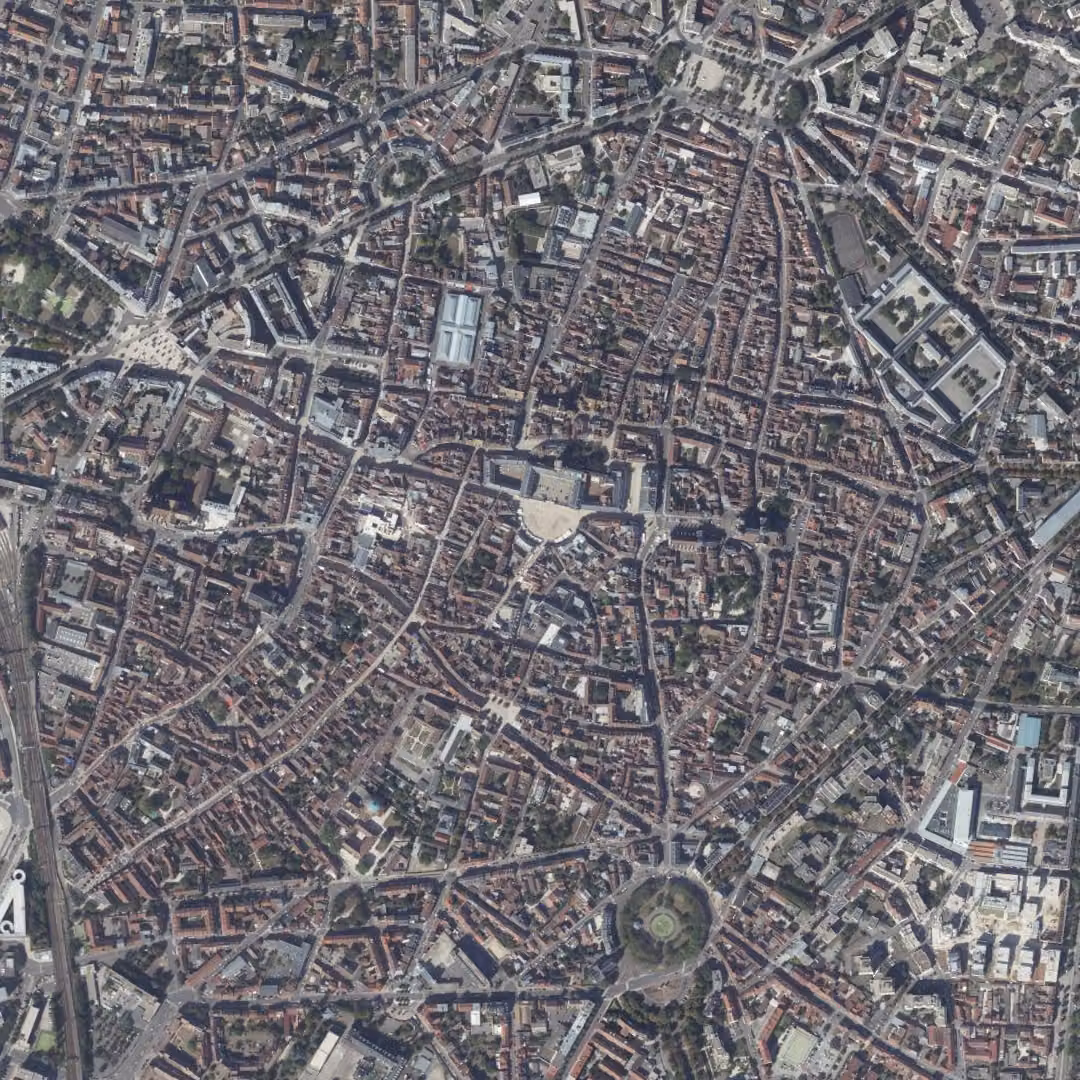 Dijon aujourd'hui, le centre vu du ciel
