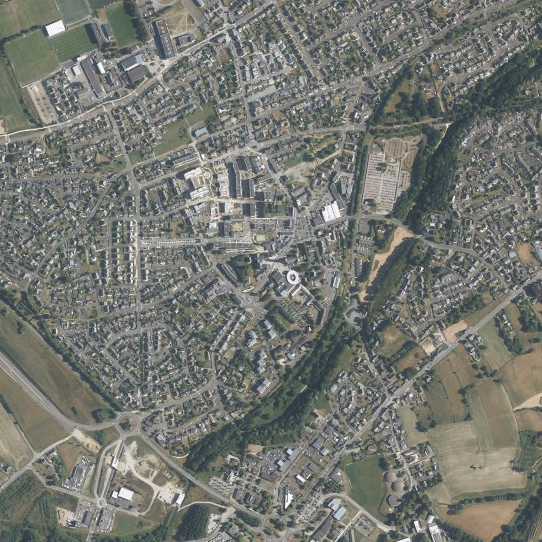 Ploufragan aujourd'hui, le centre vu du ciel