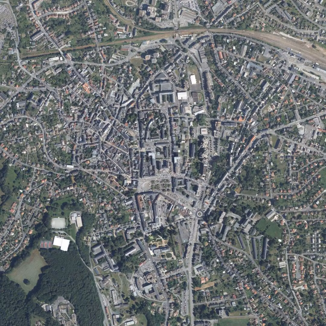 Guéret aujourd'hui, le centre vu du ciel