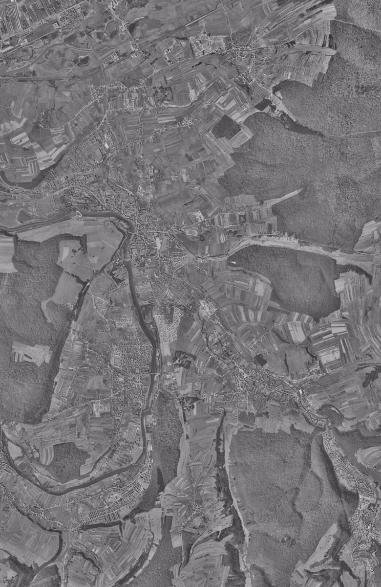Audincourt en 1956, le territoire vu du ciel, au même cadrage