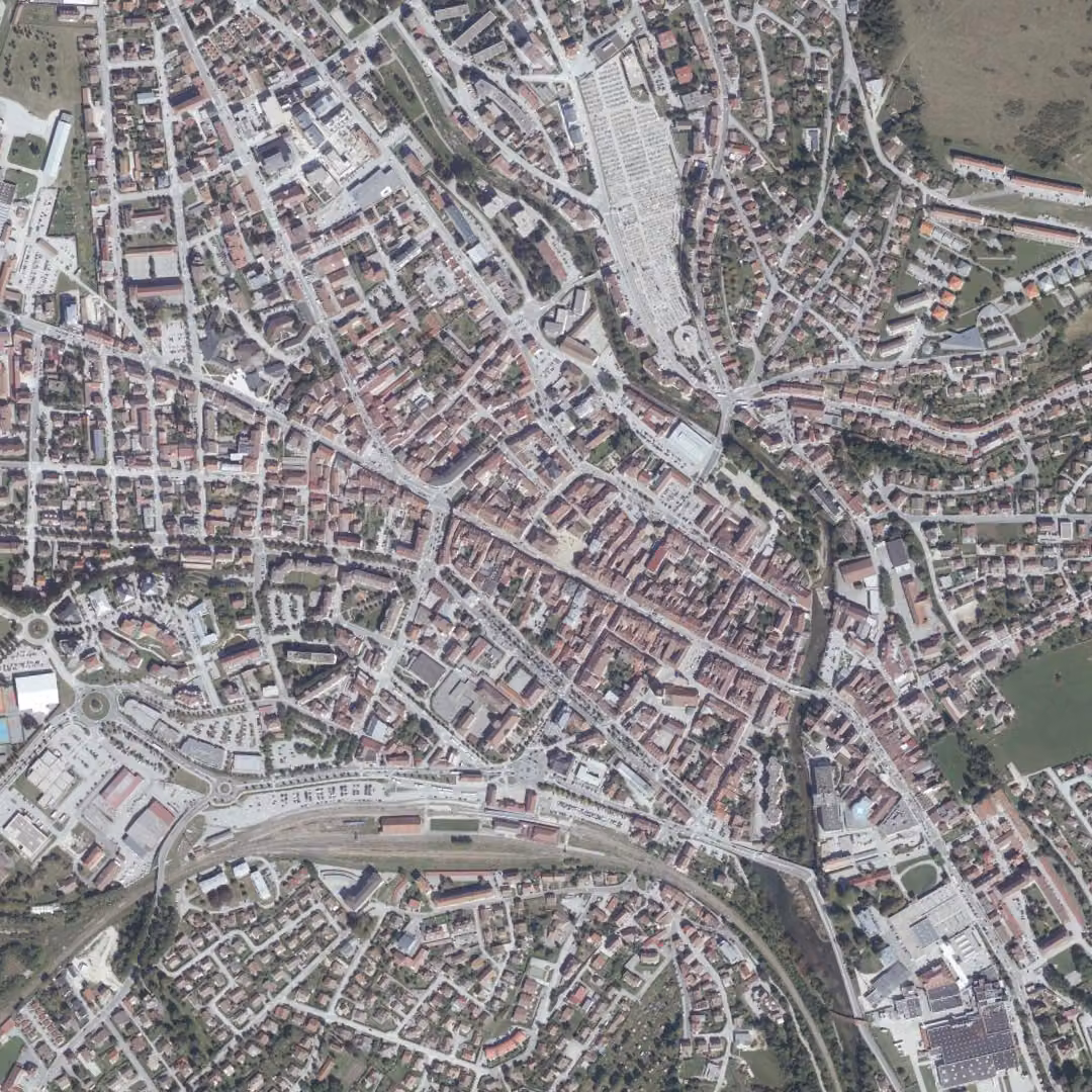 Pontarlier aujourd'hui, le centre vu du ciel