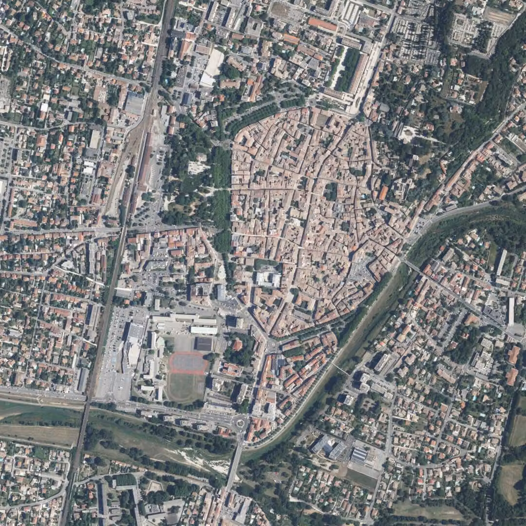 Montélimar aujourd'hui, le centre vu du ciel