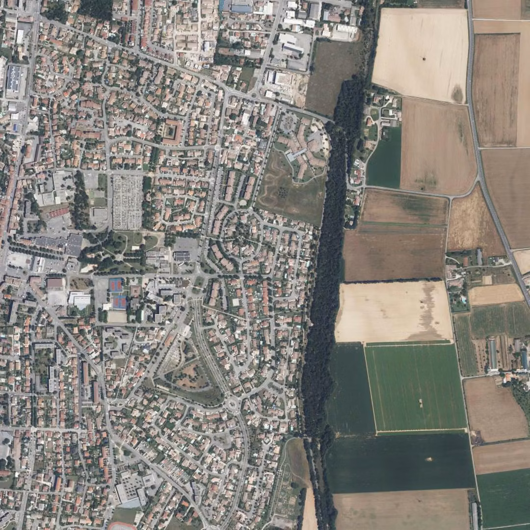 Portes-lès-Valence aujourd'hui, le centre vu du ciel