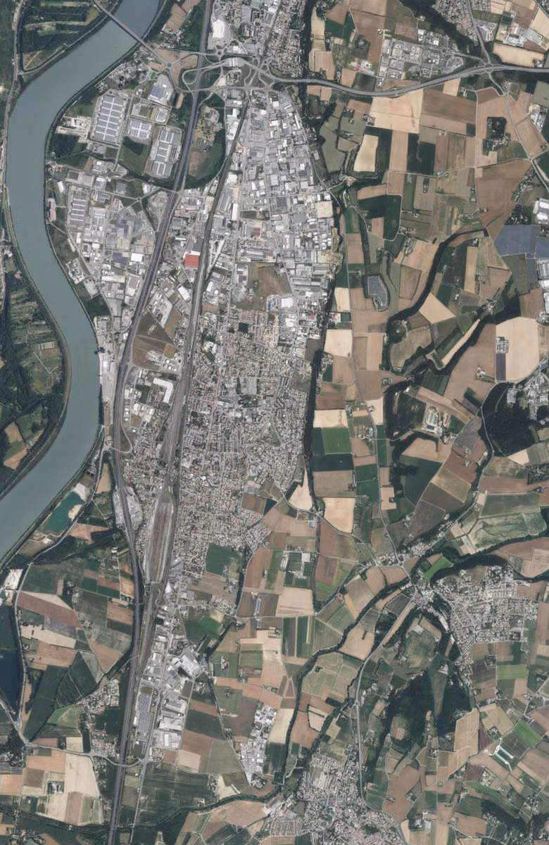 Portes-lès-Valence aujourd'hui, le territoire vu du ciel