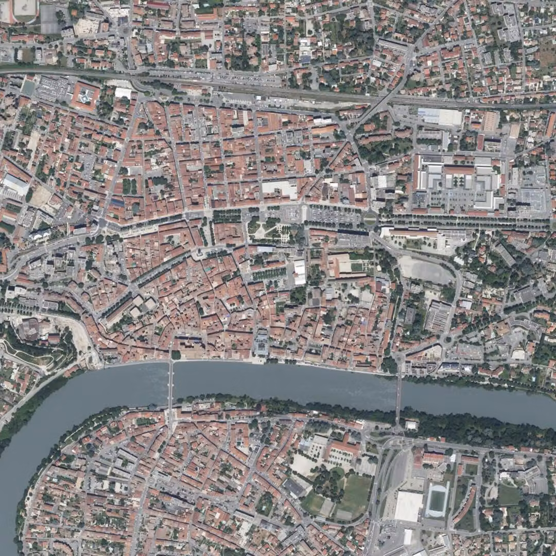 Romans-sur-Isère aujourd'hui, le centre vu du ciel