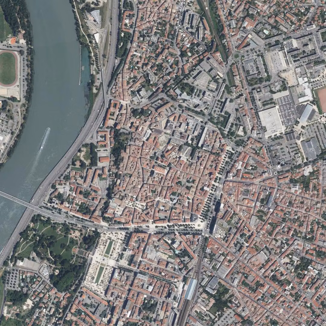 Valence aujourd'hui, le centre vu du ciel
