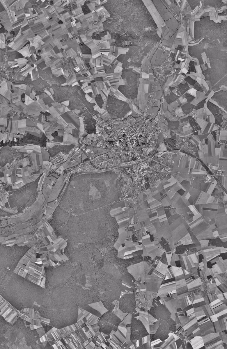 Évreux en 1954, le territoire vu du ciel, au même cadrage