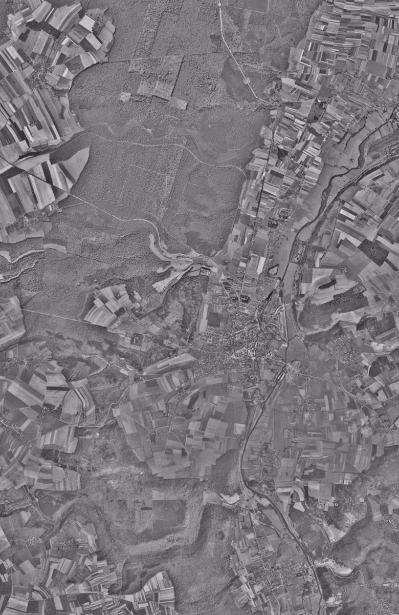 Louviers en 1954, le territoire vu du ciel, au même cadrage