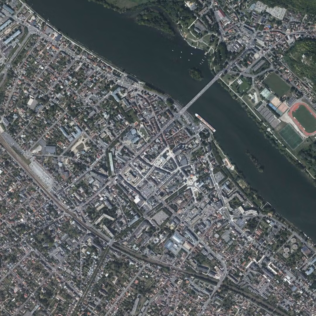 Vernon aujourd'hui, le centre vu du ciel