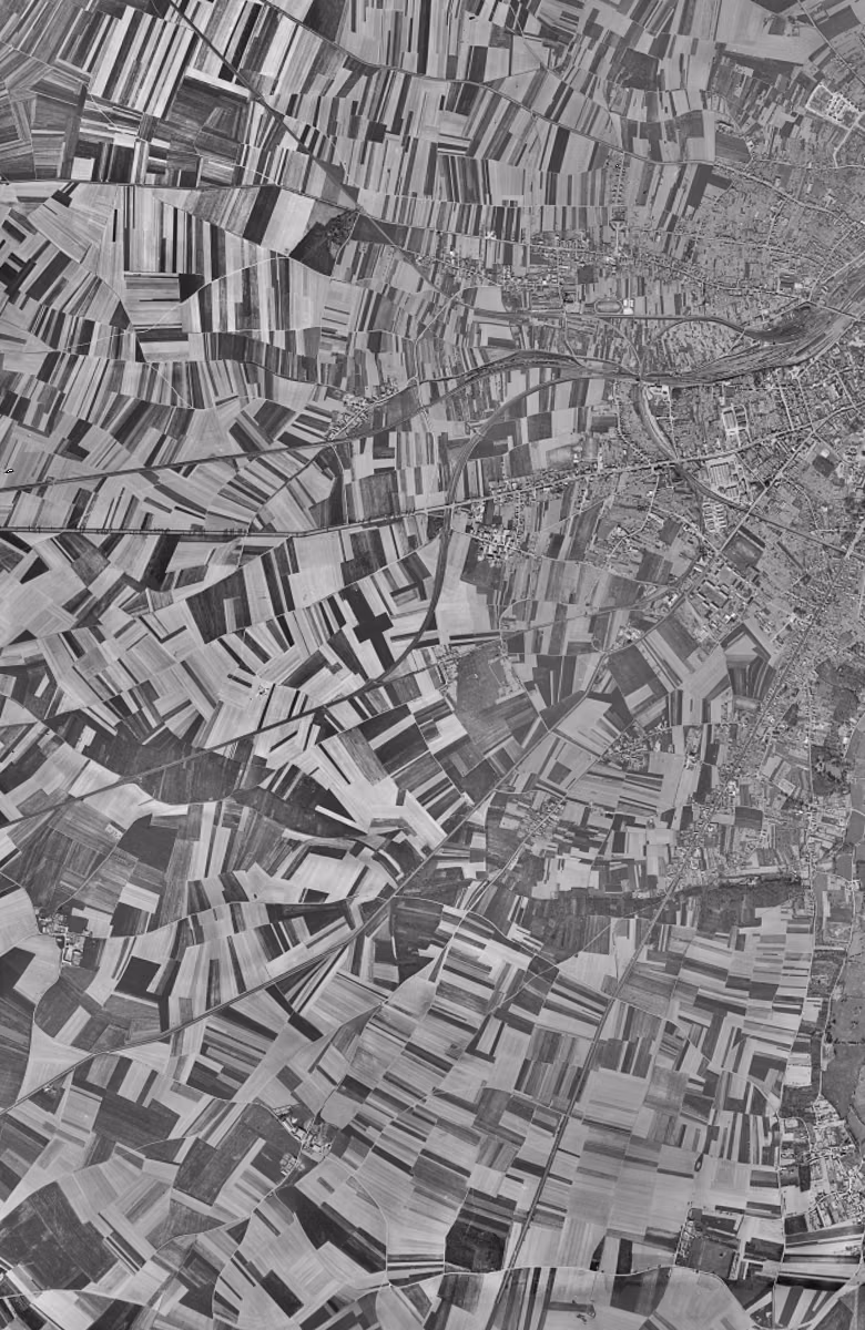Lucé en 1949, le territoire vu du ciel, au même cadrage