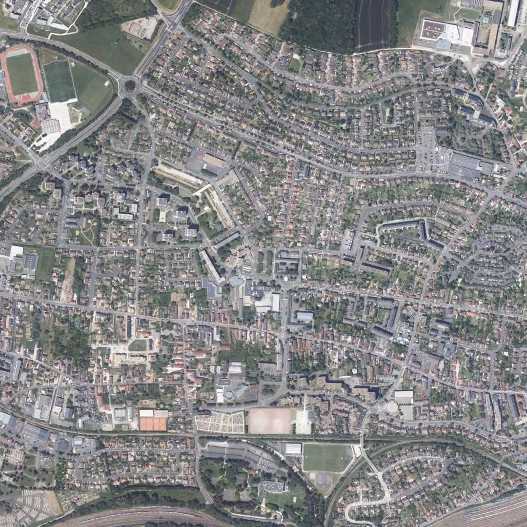 Mainvilliers aujourd'hui, le centre vu du ciel