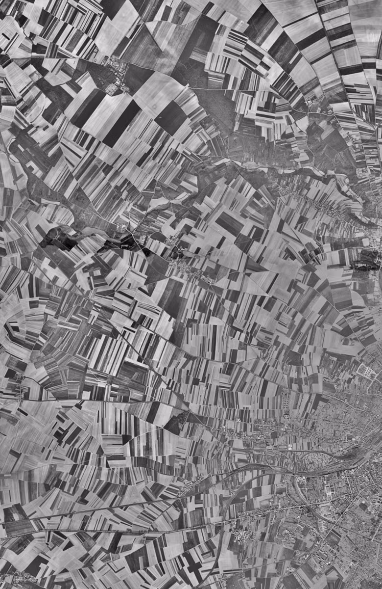 Mainvilliers en 1949, le territoire vu du ciel, au même cadrage