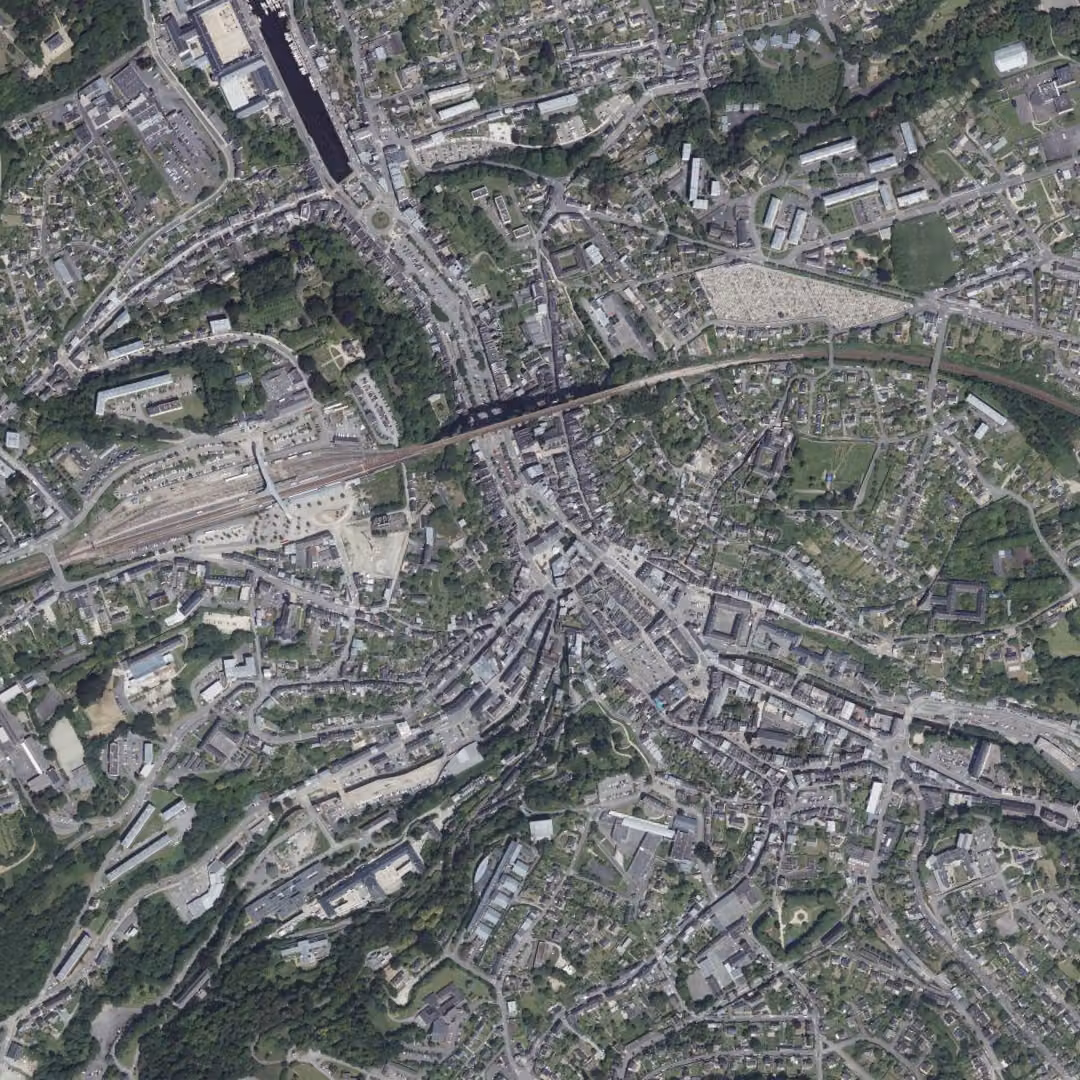 Morlaix aujourd'hui, le centre vu du ciel