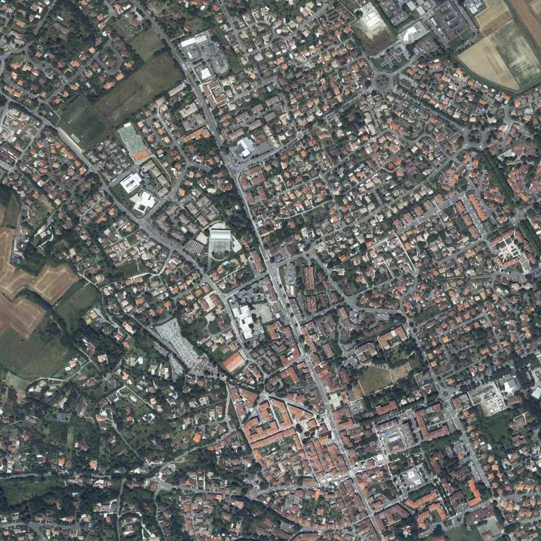 Castanet-Tolosan aujourd'hui, le centre vu du ciel