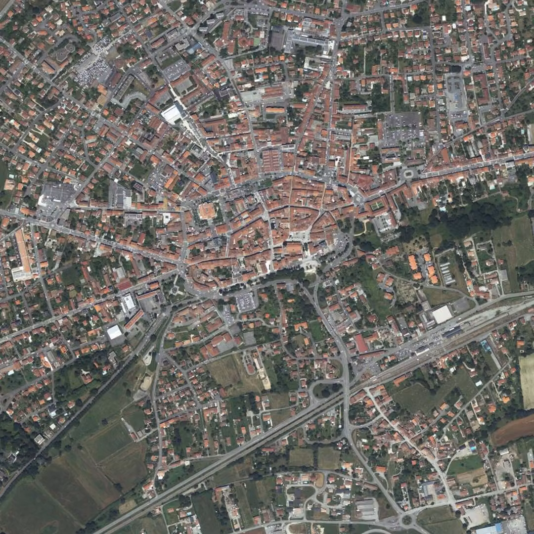 Saint-Gaudens aujourd'hui, le centre vu du ciel