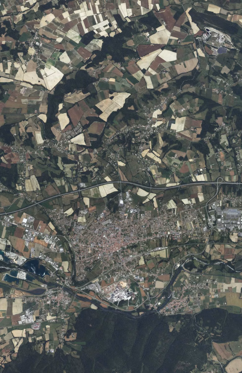 Saint-Gaudens aujourd'hui, le territoire vu du ciel