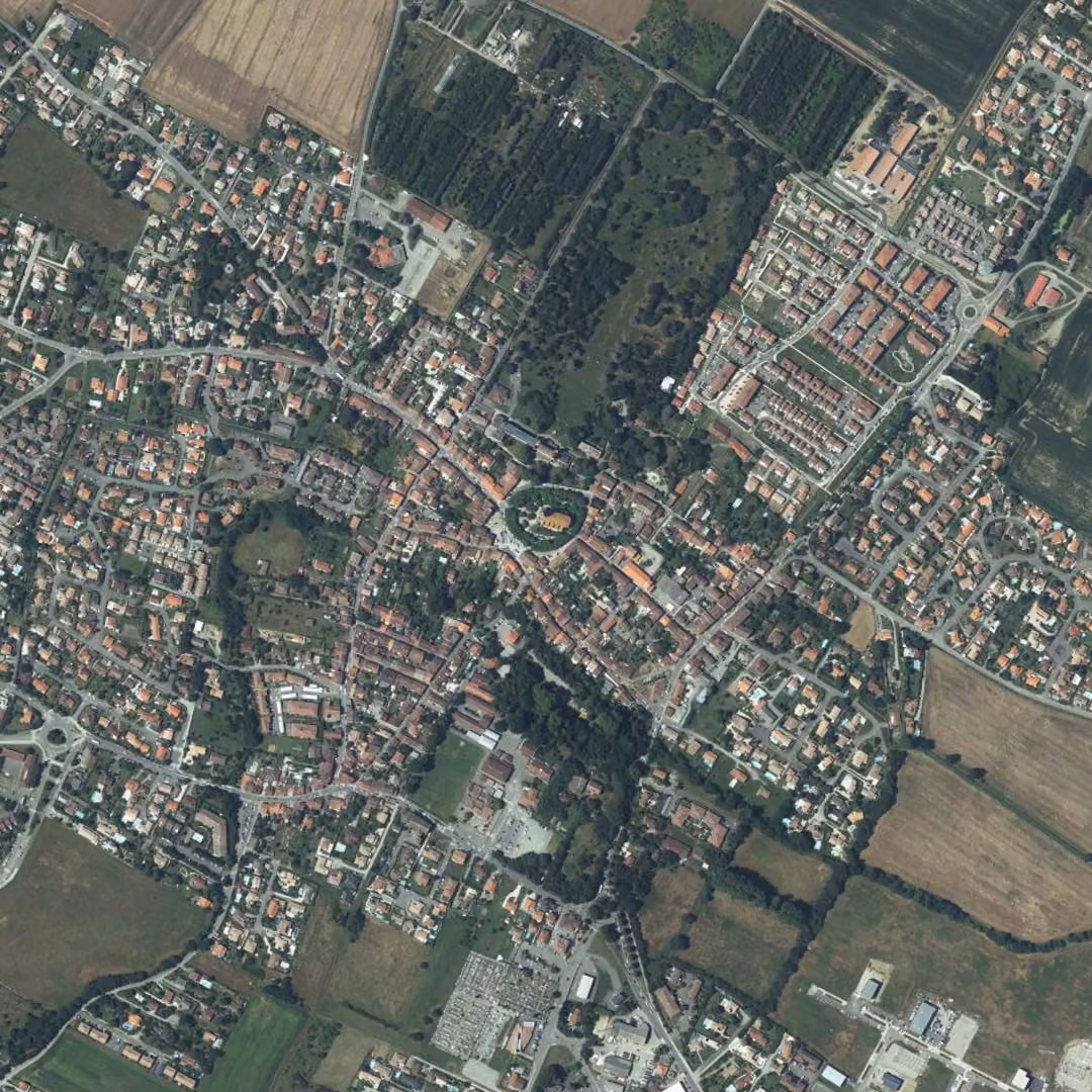 Seysses aujourd'hui, le centre vu du ciel