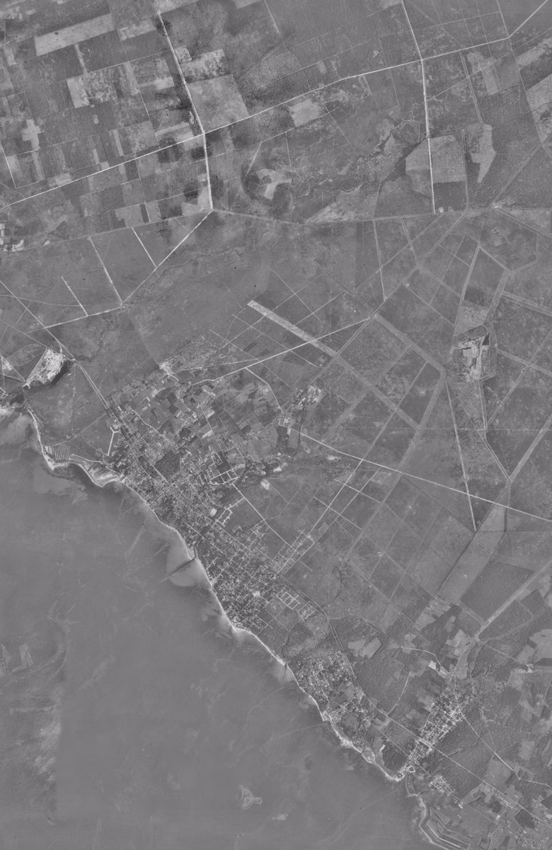 Andernos-les-Bains en 1957, le territoire vu du ciel, au même cadrage