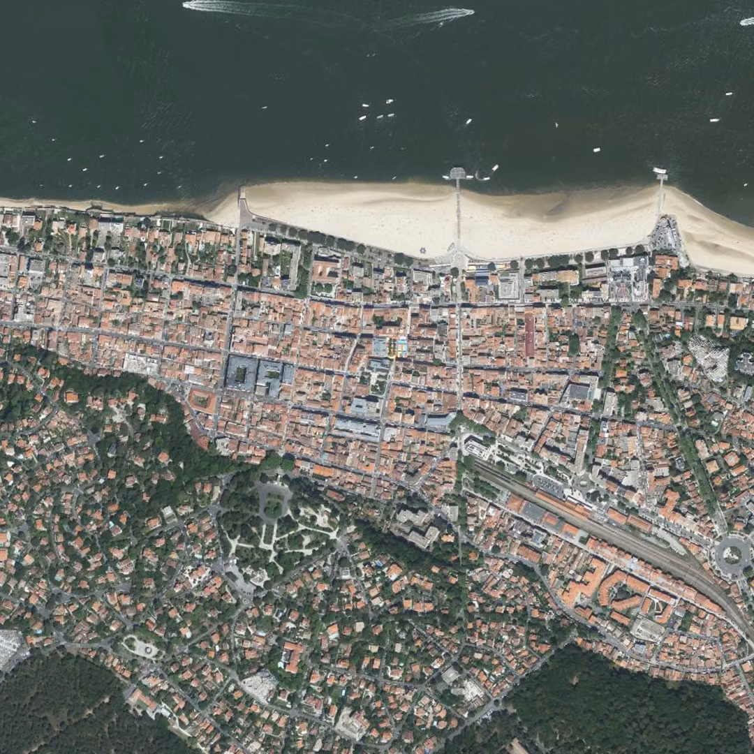 Arcachon aujourd'hui, le centre vu du ciel