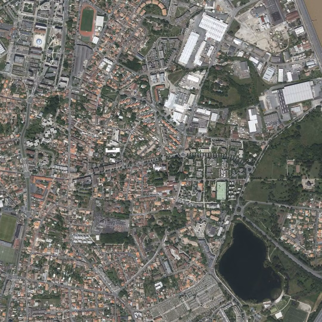 Bègles aujourd'hui, le centre vu du ciel