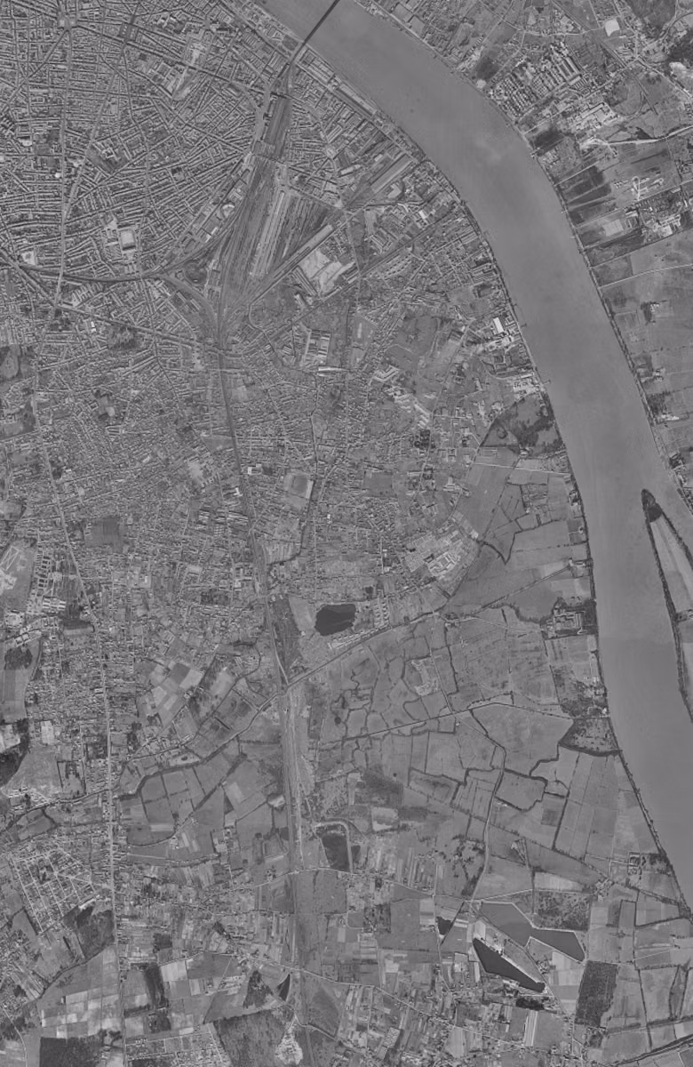 Bègles en 1956, le territoire vu du ciel, au même cadrage